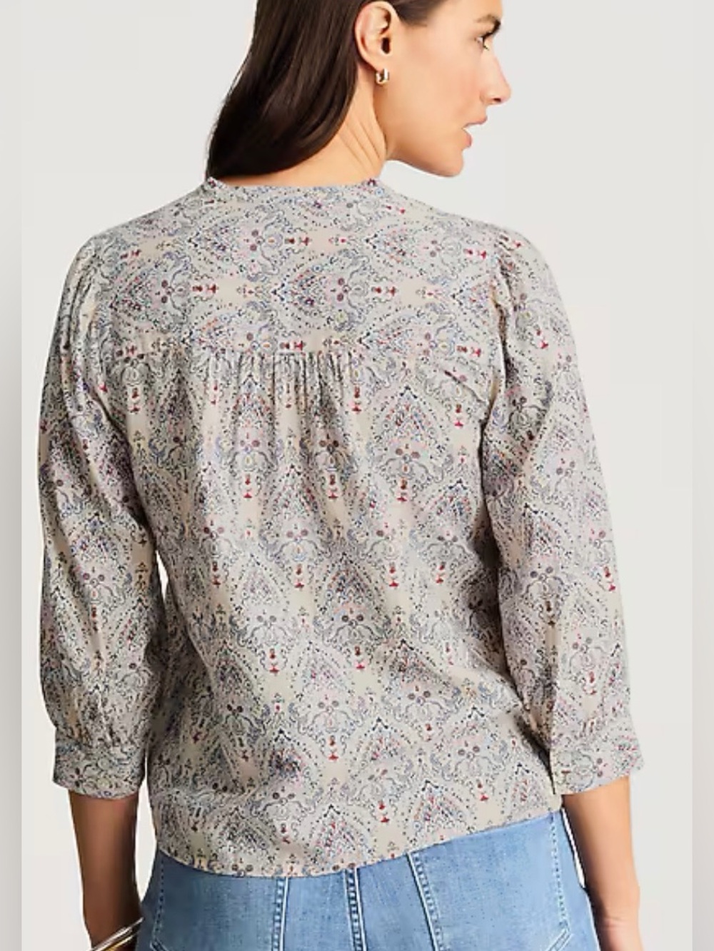 J JILL SHIRRED SLEEVE POPOVER BLOUSE SIZE SMALL NWT! - Picture 2 of 6
